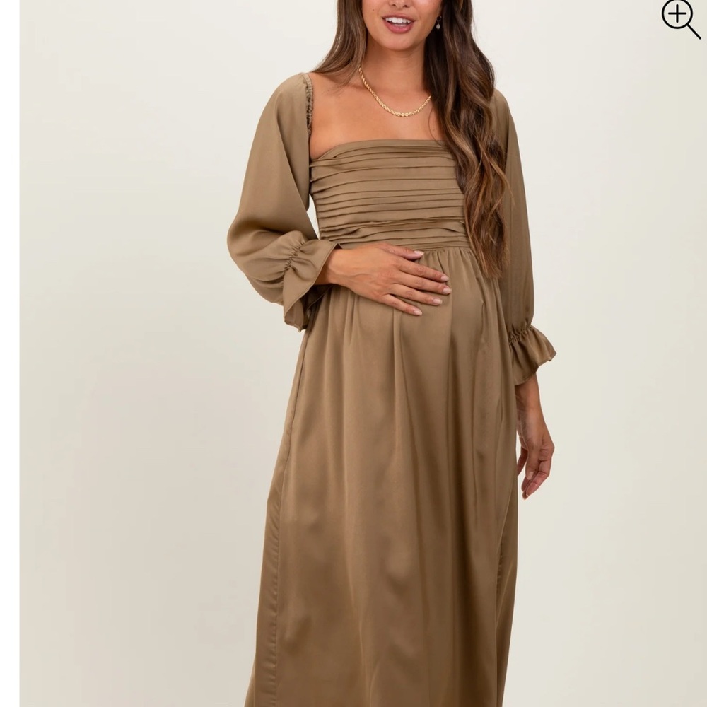 Elegant Tan Maternity Dress